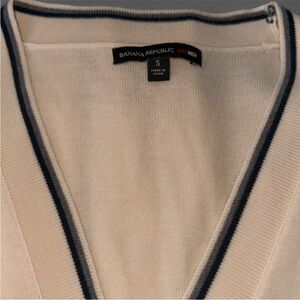 Banana Republic Mad Men Collection Wool Cardigan – Cream w/ Blue Trim – Size S